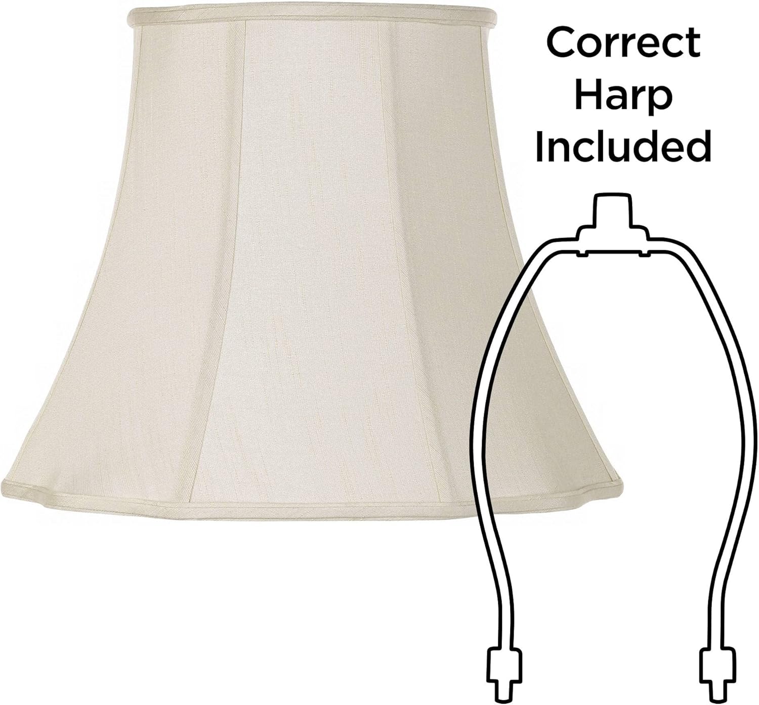 Set of 2 Bell Lamp Shades Cream Curve Cut Corner Large 11" Top x 18" Bottom x 15" High Spider with Replacement Harp and Finial Fitting - Imperial Shade