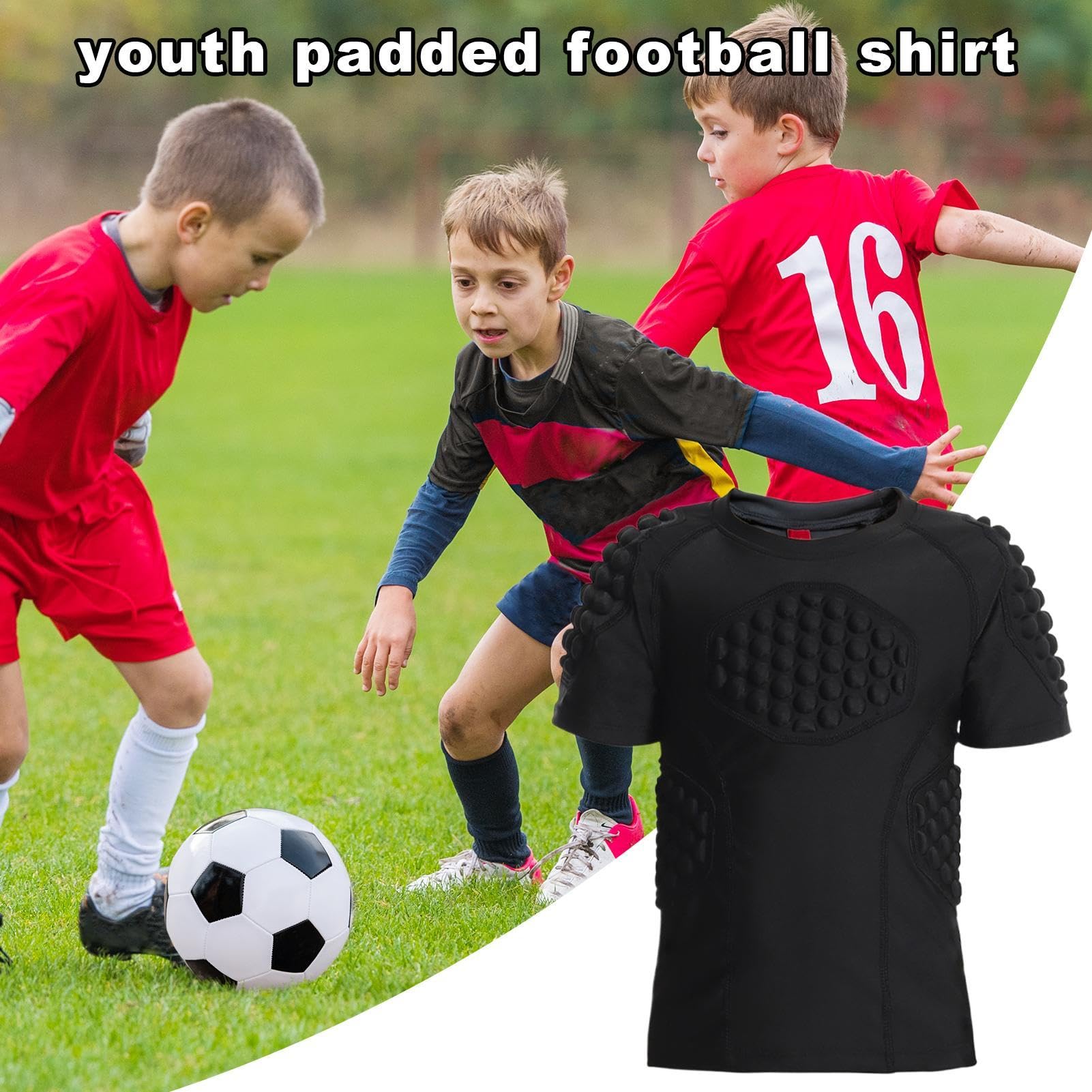 Gepolsterter Fußball-Rippenprotektor für Jungen, Baseball-Brustschutz für Jugendliche – geripptes gepolstertes Shirt für Fußball-Boys | Heart Guard Po Brustbeinschutz gepolstert