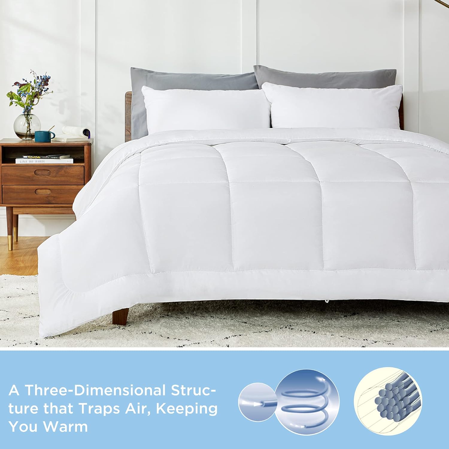 Bedsure Queen Comforter Duvet Insert - Quilted White Comforters Queen Size, All Season Down Alternative Queen Size Bedding Comforter with Corner Tabs : Home & Kitchen