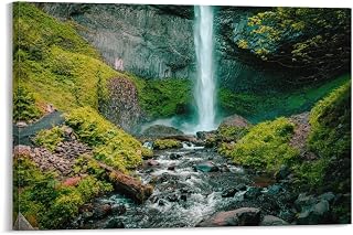 Time-lapse Photography of Waterfall, Poster Print Decorative Painting Canvas Wall Art Living Room Posters Bedroom Painting 20x30inch(50x75cm)