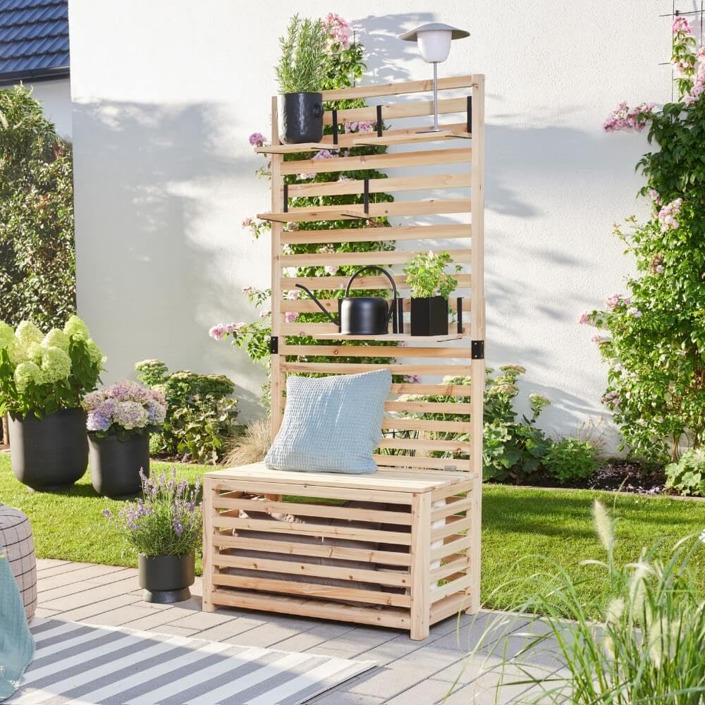 Home Deluxe - Balkon-Sichtschutz - Orelia - Maße 80 x 40 x 171 cm I Gartenbank Sichtschutz Gartentruhe