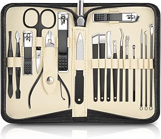 Conjunto de manicure e pedicure 18 peças corta-unhas, DUAIU Kit de manicure, kit de unhas ferramentas profissionais de manicure, presente para mulheres / homens