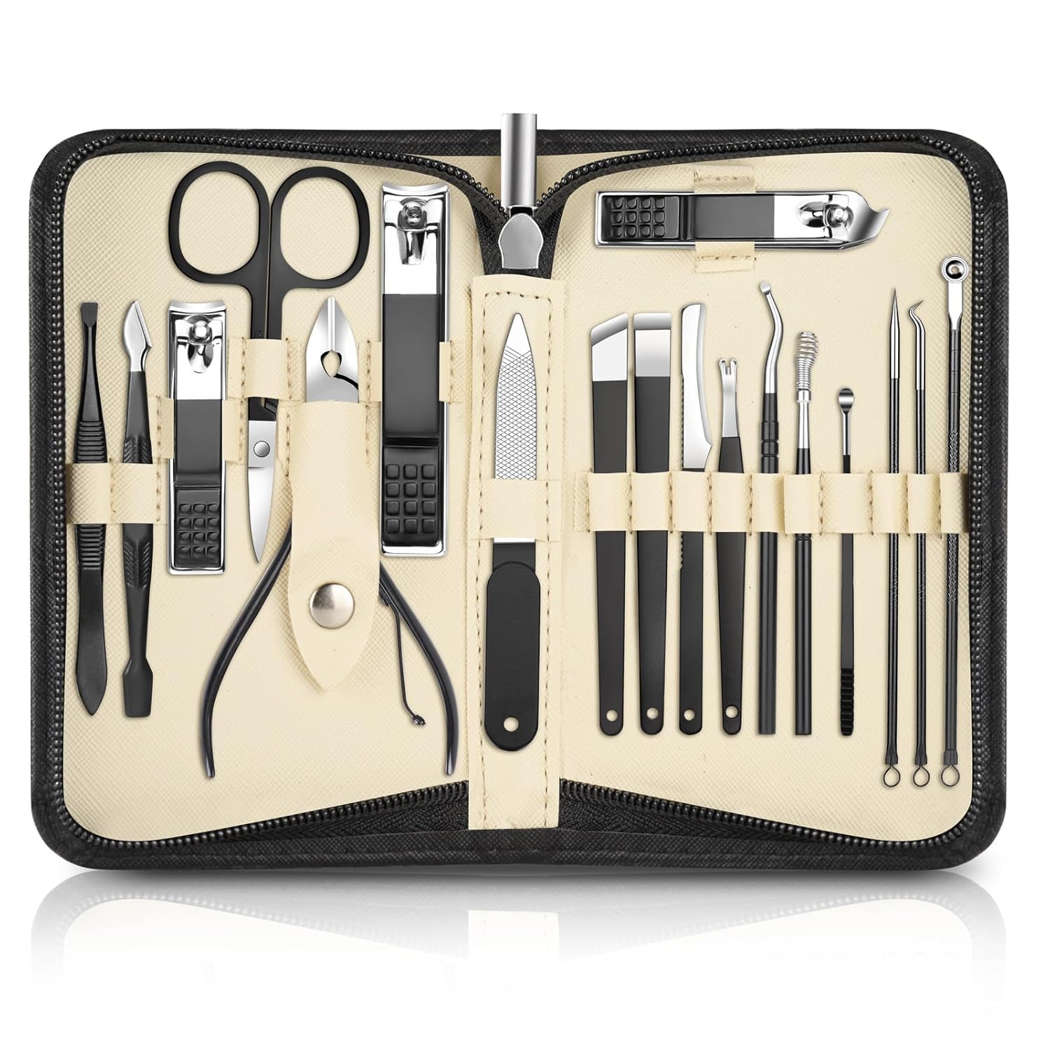 Maniküre Set,DUAIU 18 in 1 Nagelset Maniküre Pediküre Set,Nagelschere Set,Nagelpflegeset Nagelknipser Set Reise mit Tasche,Geschenke für Männer Damen