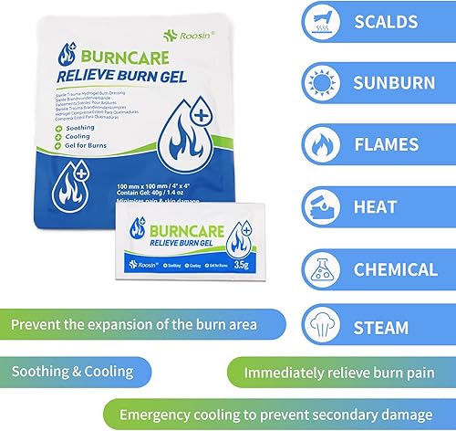 Miniatura 3 de Dr.Med Kit de quemaduras, 4 apósitos de quemaduras de 4 x 4 pulgadas, 8 unidades de gel de quemado de 0.13 onzas, 4 gasas de vaselina xeroforme no