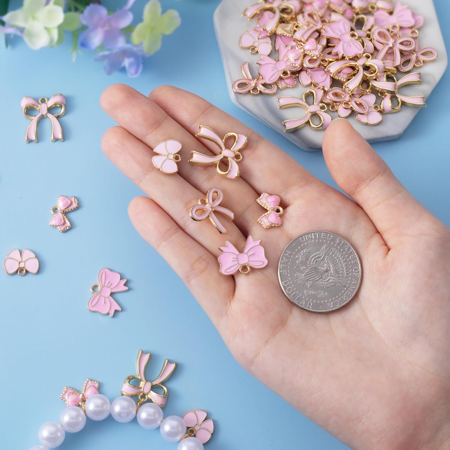 Bow Charms for Jewelry Making, Alloy Enamel Bowknot Charms, Tiny Cute Bow Pendants Decoration for DIY Earrings - Image 4