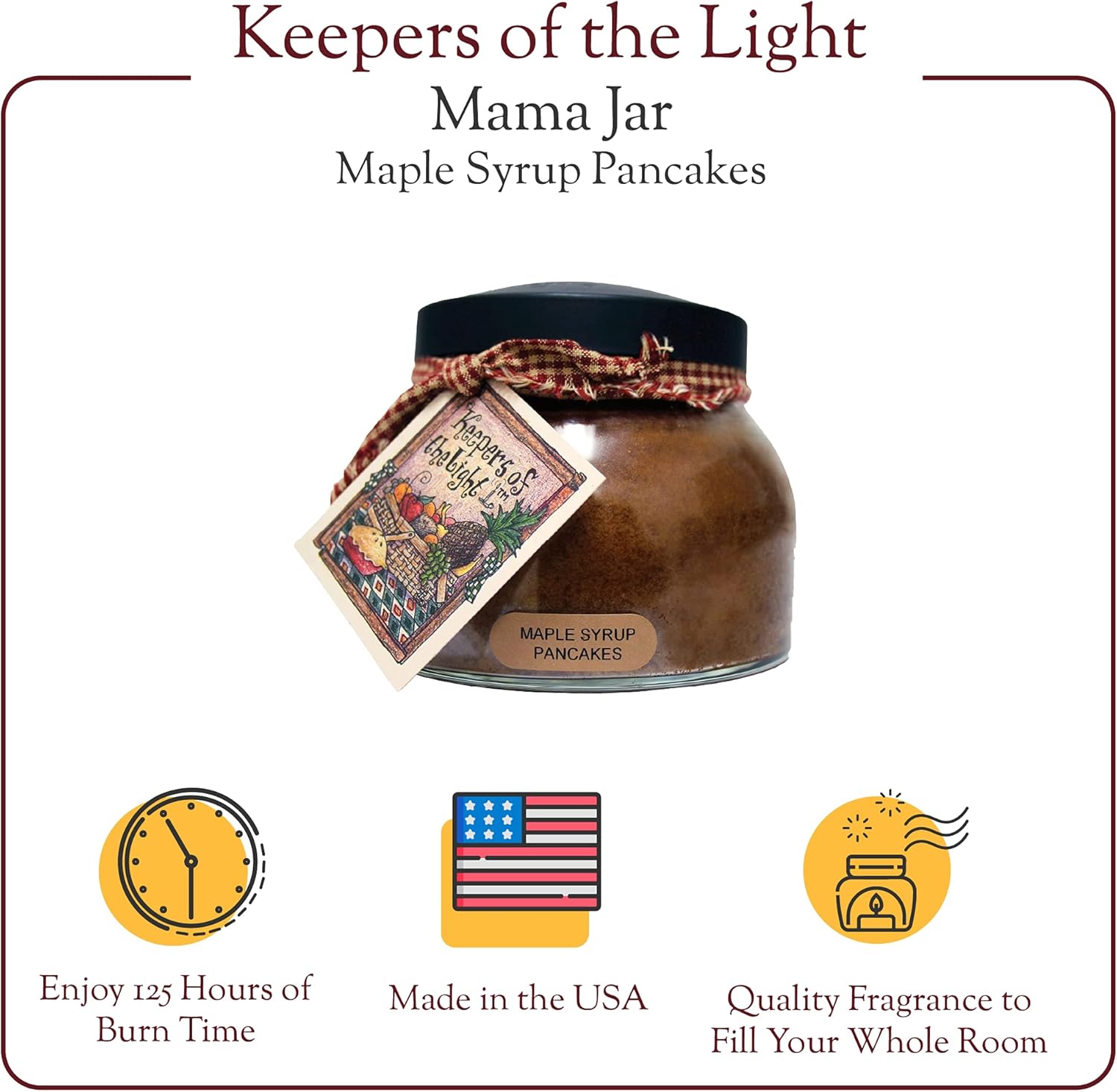 A Cheerful Giver - Maple Syrup Pancakes Papa Scented Glass Jar Candle (34oz) with Lid & True to Life Fragrance Made in USA: Home & Kitchen