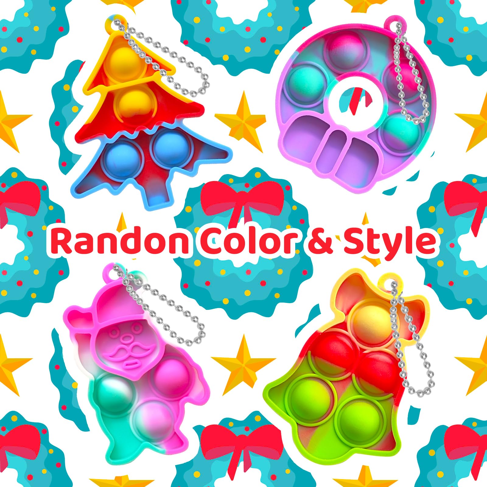 KIDRENFUN 30 PCS Christmas Decoration - Keyrings Stocking Fillers, Bulk Christmas Prize, Poppet Keyring Xmas Party Favours - Image 3