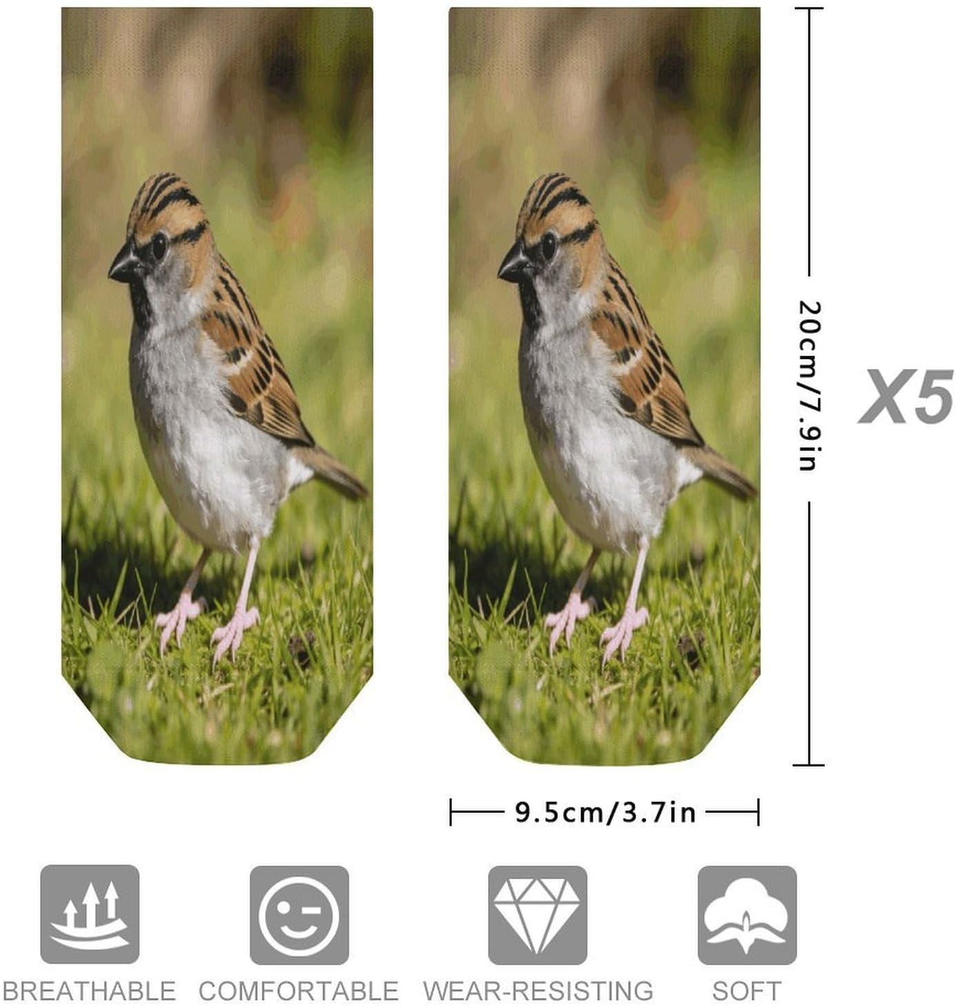 Sparrow Ankle Socks for Men Women 5 Pairs | Comfortable Casual Low Cut Socks, Lightweight No Show Breathable Athletic Socks, Soft Mini Crew Socks for All Seasons