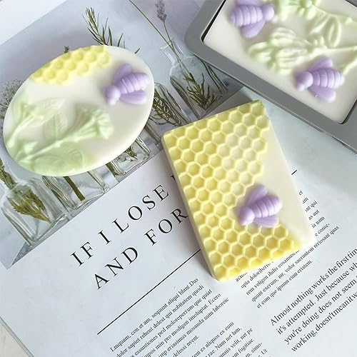Miniatura 3 de 4 piezas moldes de jabón de silicona con forma de abeja, moldes de panal para hacer chocolate, gelatina y dulces