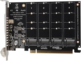 M.2 PCIe Adapter, 4 Port M.2 NVMe SSD to PCIE X16 M Key Hard Drive Converter Reader Expansion Card