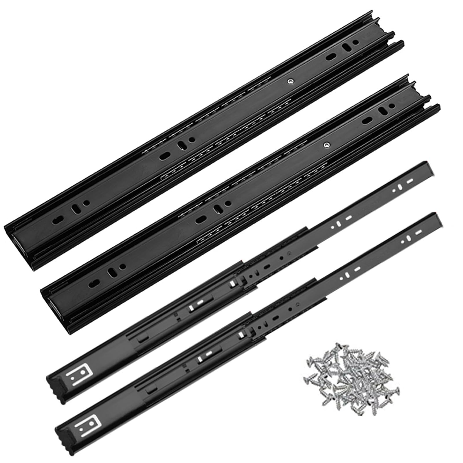 Lade Kogellagers Geleiders Zwart - Heavy Duty Geleiders 8 in tot 20 in, 6 Stuks Telescopische Geleiderail Zijmontage, voor Office Table Extension Slides, Kast Lade Runners,Zwart,500Mm (350Mm|B