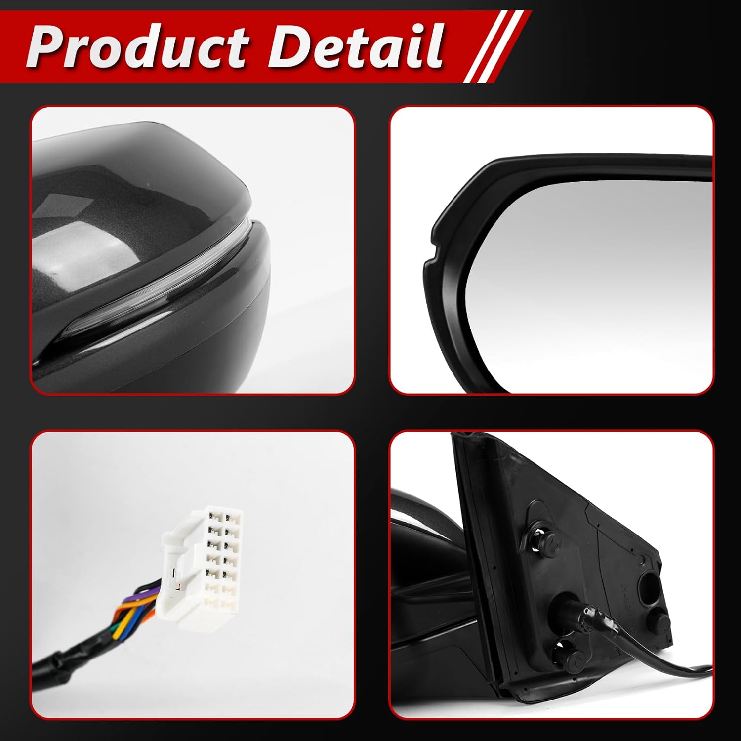 NH-797M Gray Right Passenger Side Door Mirror Assembly Replace for 2017-2022 Honda CRV EX, EX-L, with Power Glass Adjustment, Heated Mirror Glass, Turn Signal, Blind Spot, 9 Pins, OE: 76251T1WA01ZF