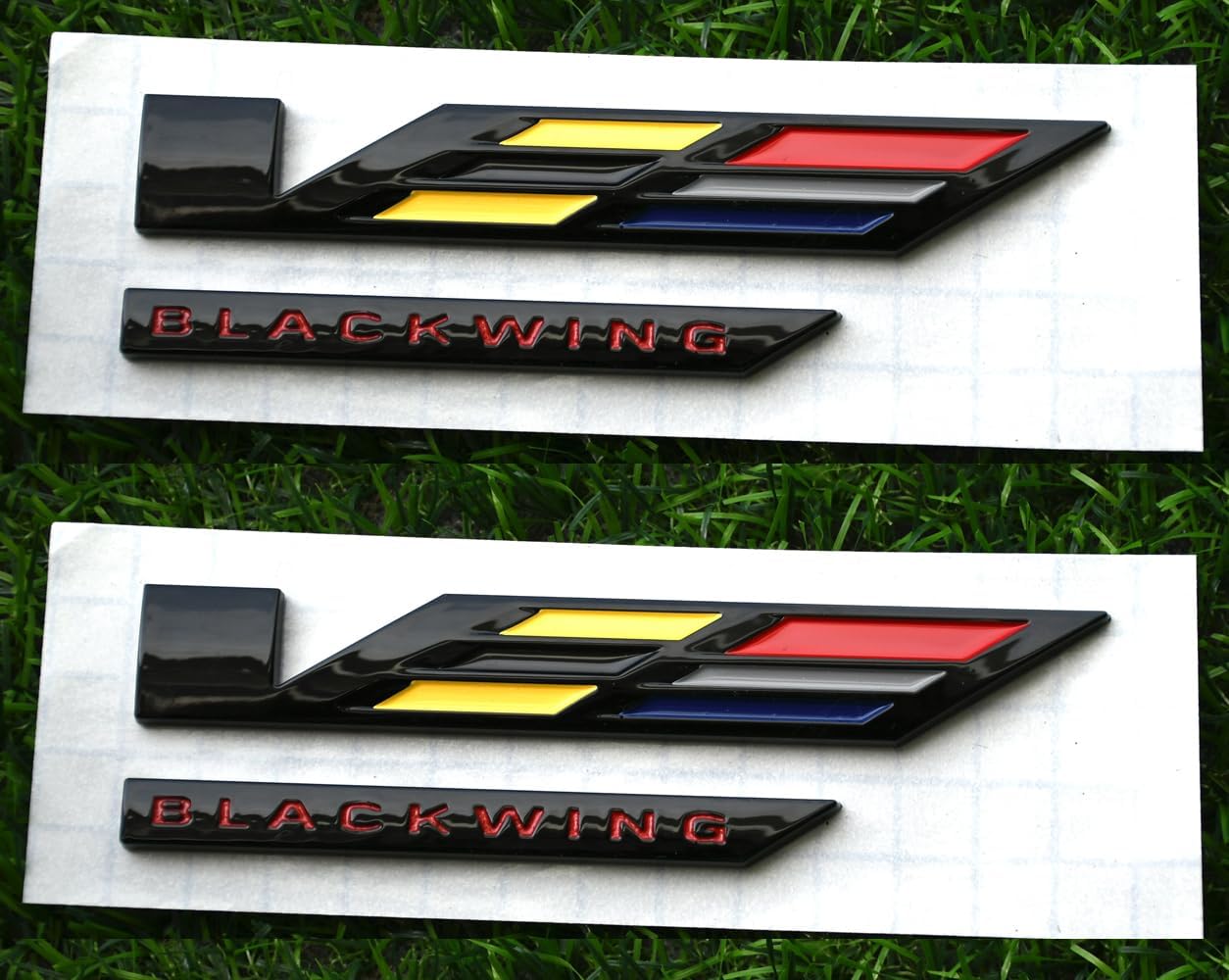 2Pcs V-Blackwing Emblems V-Series Black Out Blackwing Badge V Logo Compatible with 2020-2025 CT4 CT5 86596092 (2Pcs Emblems - Colourful)