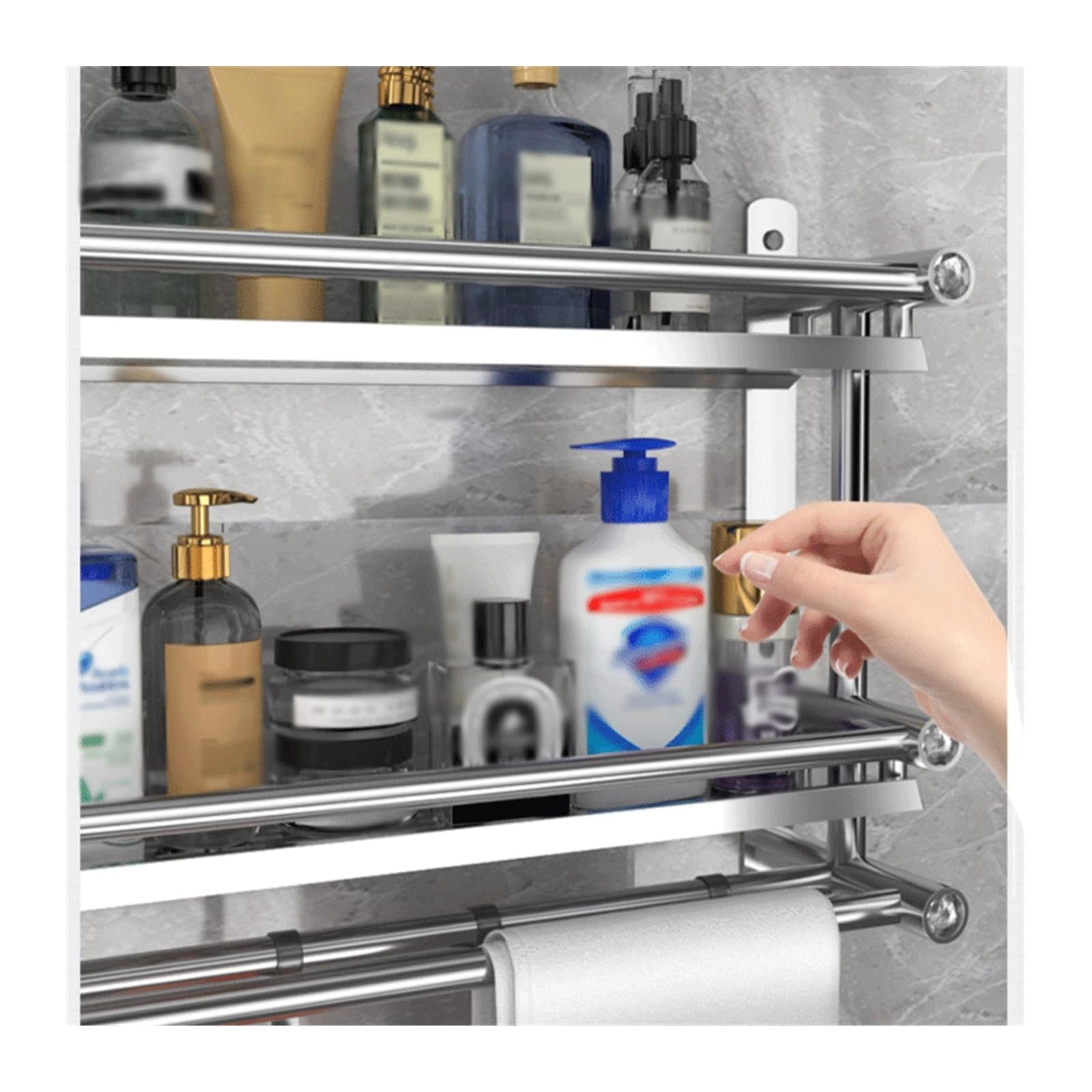LUUYYI Mensola da bagno Scaffale portaoggetti da bagno Scaffale a parete monostrato in acciaio inox rack portaoggetti per tavolo da lavaggio prodotti per la cura della pelle, semplice scaffale