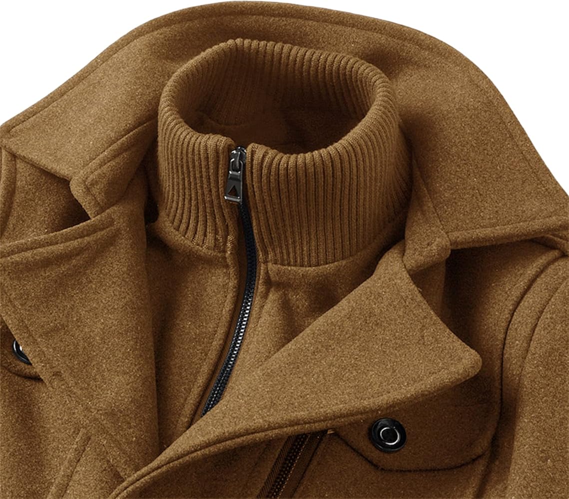 Men's Military Stylish Winter Pea Coat Casual Slim Fit Single