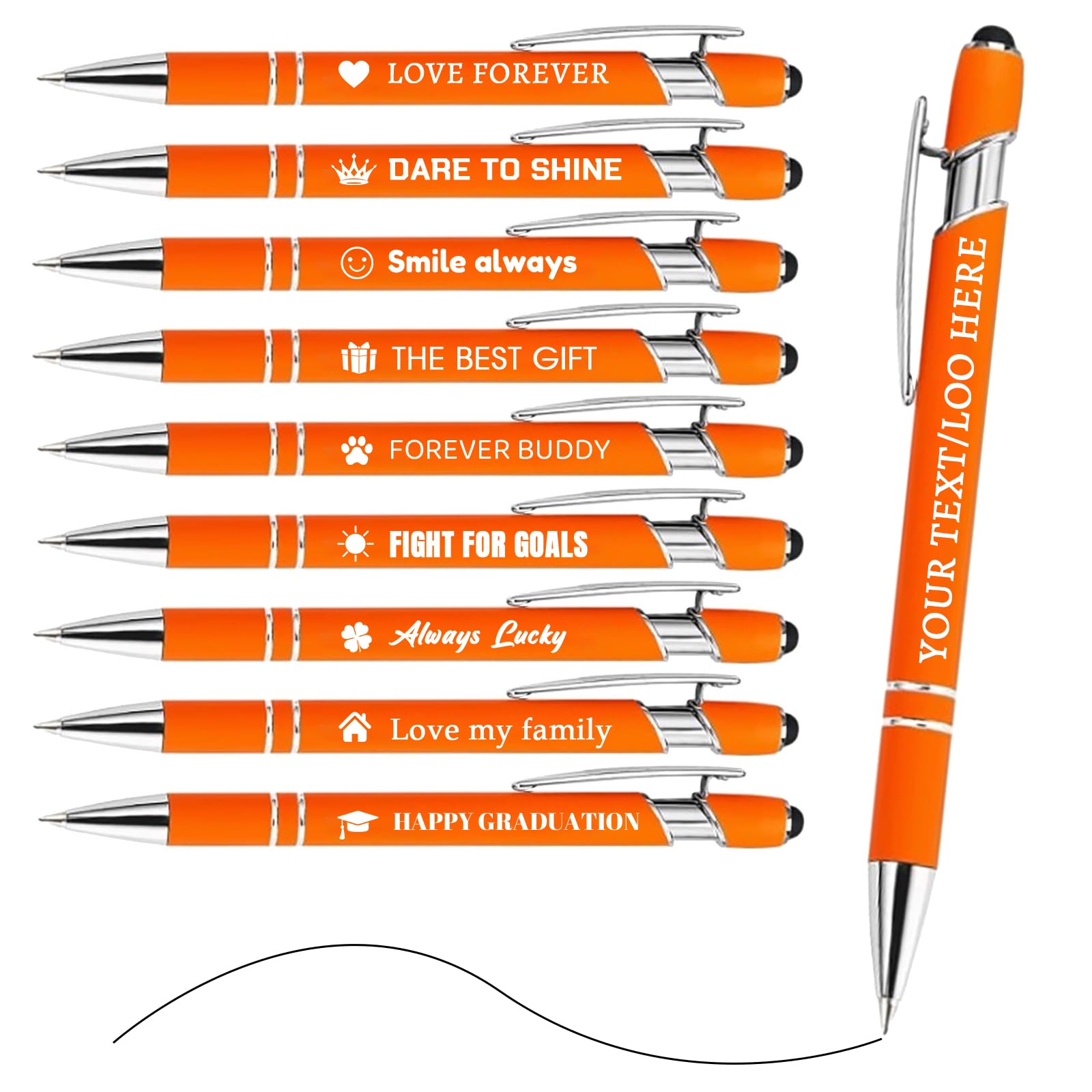 Bolígrafos Personalizados Grabados Nombre Logo, Pack Metal Tinta Negra