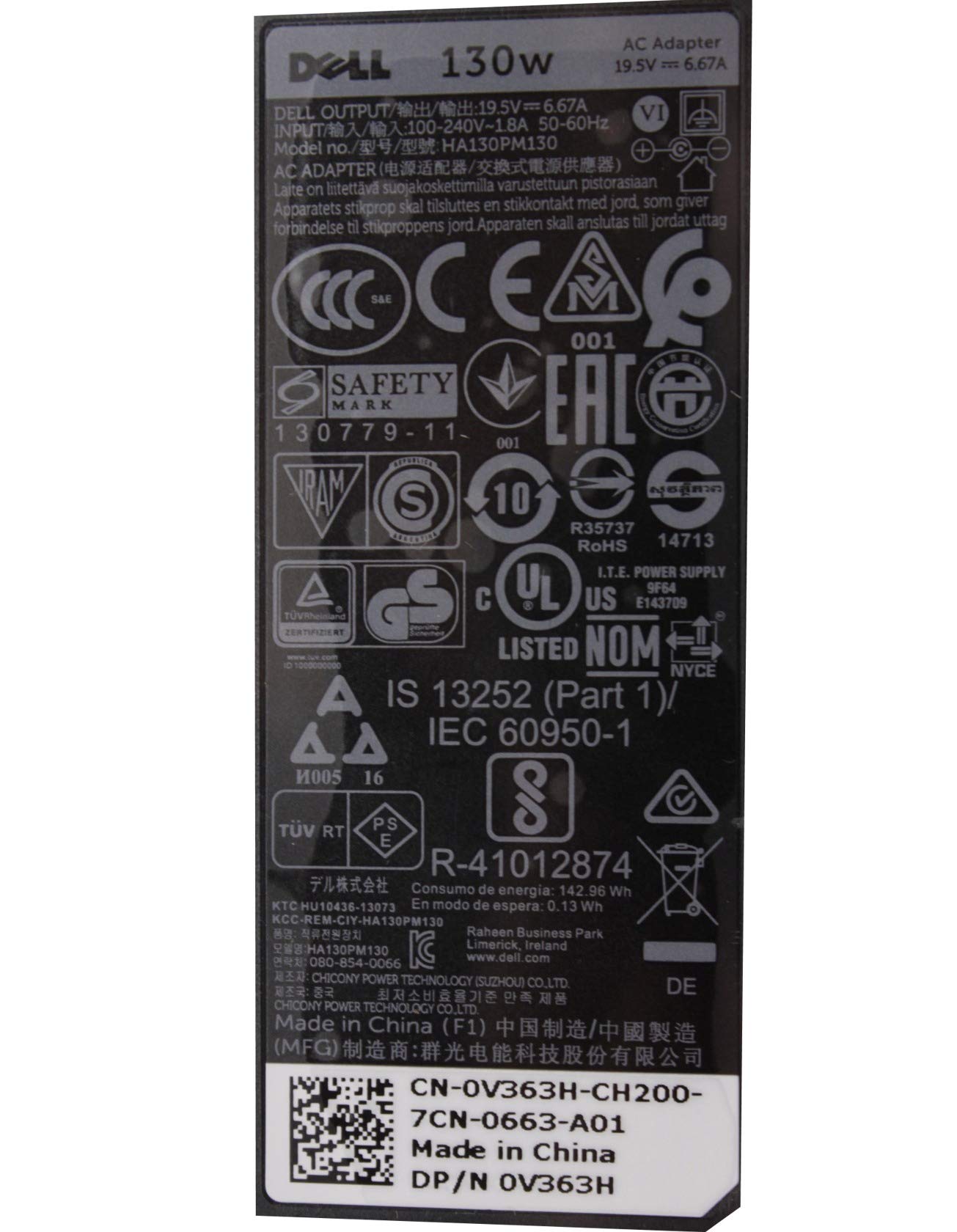 Genuine OEM Dell PA-4E 130W 19.5V 6.7A AC Adapter Power Cord Latitude