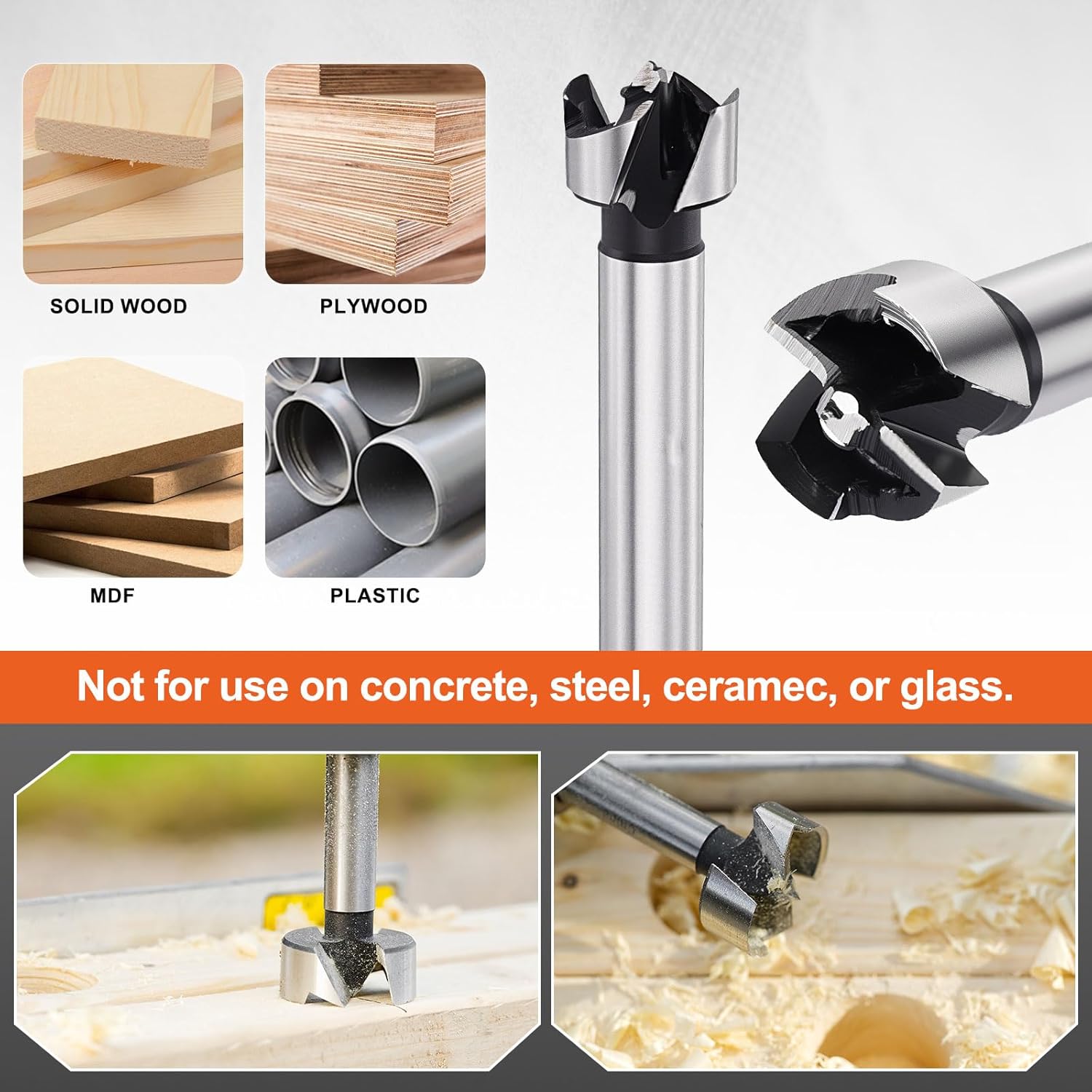 DTGN 5/8"(16mm) Forstner Drill Bit - 1Pack - Good for Wood Plastic Plywood - Carbon Steel Woodworking Hole Saw Cutter with Round Shank - Silver