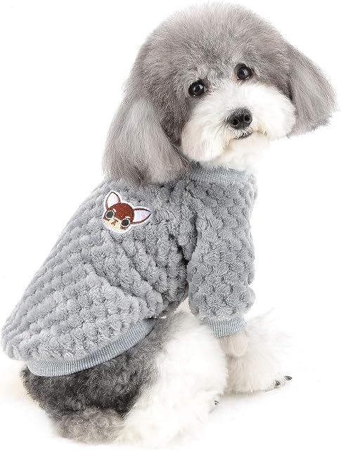 ZUNEA Small Dog Jumper Puppy Sweater Coat Winter Warm Fleece Pullover for Dogs Boy Girl Super Soft Pet Clothes Apparel Chihuahua Cat Outwear for Cold Weather Gray S