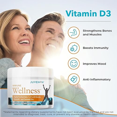 Miniatura 4 de Juvenon Suplemento de defensa del bienestar inmunológico con vitamina C, cinc quelado, refuerzo inmunológico, beneficios antioxidantes para adultos,