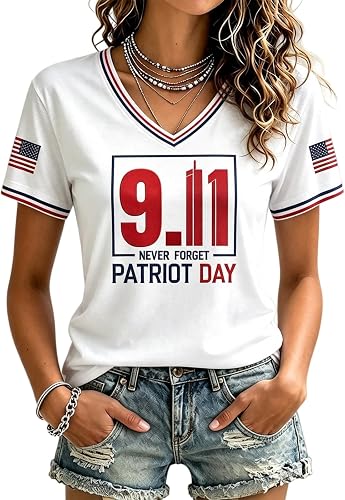Shiketong Women's 9/11 25th Anniversary Shirt Graphic T-Shirts