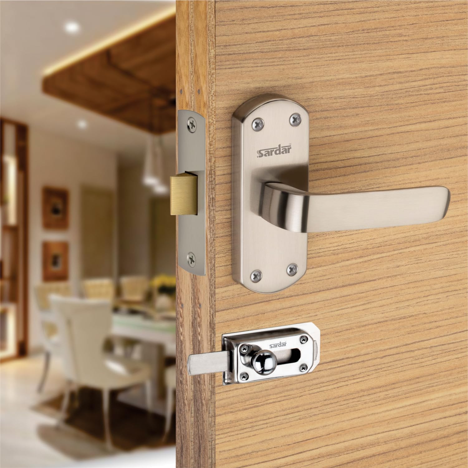 SARDAR 07 SS 5" Iron Bathroom Door Handle Set with Keyless Baby Latch-Tower Bolt/Push to Close Latch (with Door Latch) (B0CQ5F15PX) Amazon Price History, Amazon Price Tracker