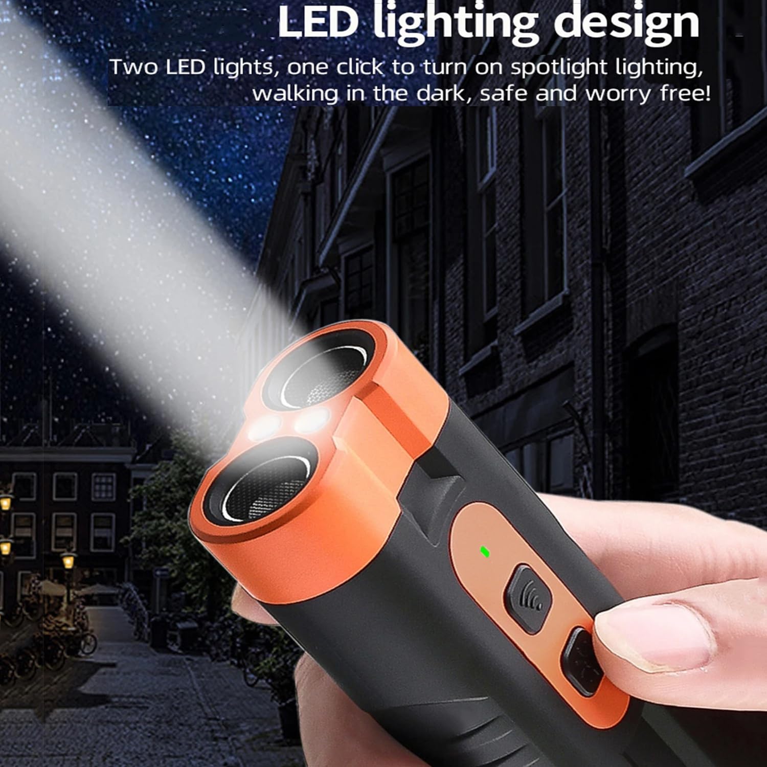 XAUCY Repellente per cani a doppia testa ad ultrasuoni ricaricabile tramite USB, dispositivo antiabbaio ad alta potenza, con torcia LED (rosso)