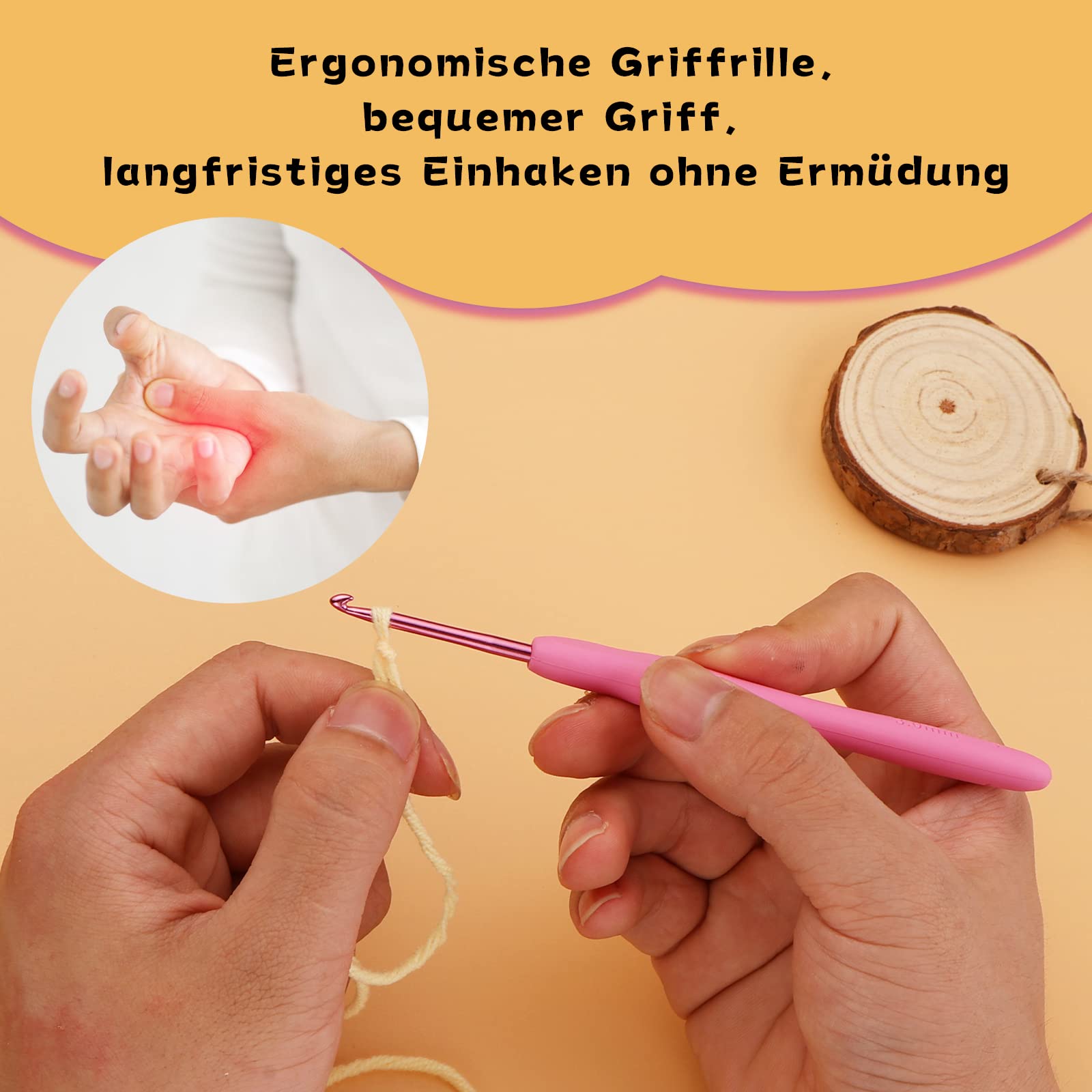 Set Di 3 Uncinetti Ergonomici 0,5 Mm | Con Manico Morbido, Per Principianti E Professionisti