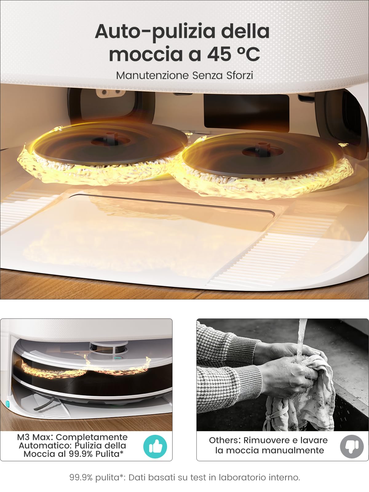 Lefant M3Max Robot Aspirapolvere Lavapavimenti con Mappatura, 20000Pa, Stazione All-in-One, Navigazione dToF, Ostacoli PSD, 3.2L Autosvuotamento, Lavaggio Mop 45°C, Asciugatura, WiFi 2.4G/5G/Alexa/APP