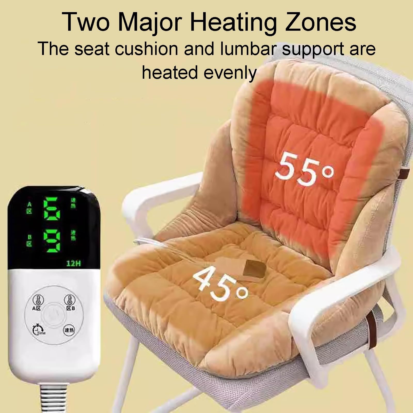 Termoforo Elettrico, Cuscino Riscaldante Elettrico, Cuscino per Sedile Riscaldato Elettrico, Cuscino per Sedile Riscaldato Invernale Pieghevole con 9 Temperature Regolabili e 4 Tempi(Green)