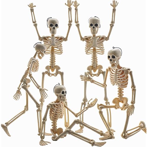 Feir 16" Skeletons Halloween Decorations, 5PCS Posable Full Body