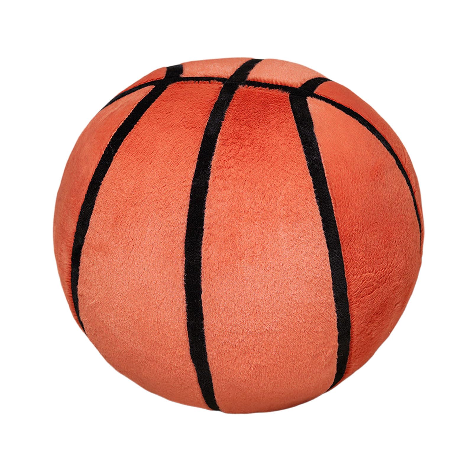 Nucelit Cartoon Basketball Shape Throw Pillow Fleece Soft Cushion for Kids Room Sofa Couch Bed Fun Decorative Accessories Decorative Pillow