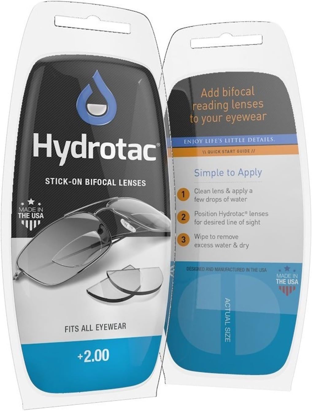 Stick-On Magnifying Lenses Hydrotac/ Reading Lenses for Sunglasses/LH (+2.00)