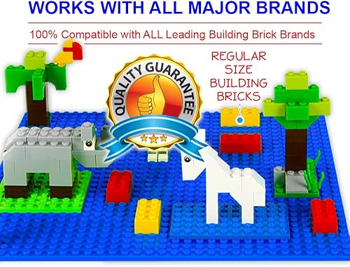 Miniatura 5 de Brickyard Building Blocks Lego - Placa base compatible, paquete de 4 placas base grandes de 10 x 10 pulgadas para ladrillos de juguete, actividades