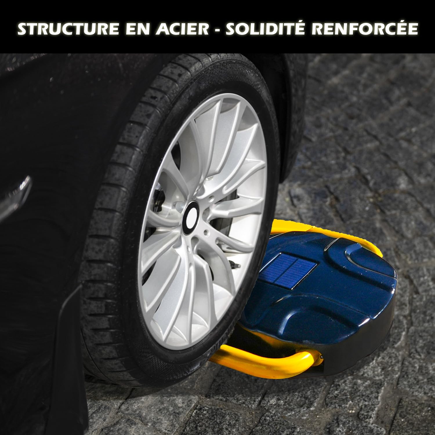 Barrière de Parking Rabattable Solaire, Contrôle à Distance 15m Verrou Télécommande, Système d'Alarme Intelligent Intégré Serrure de Stationnement, Bloque Parking Solaire