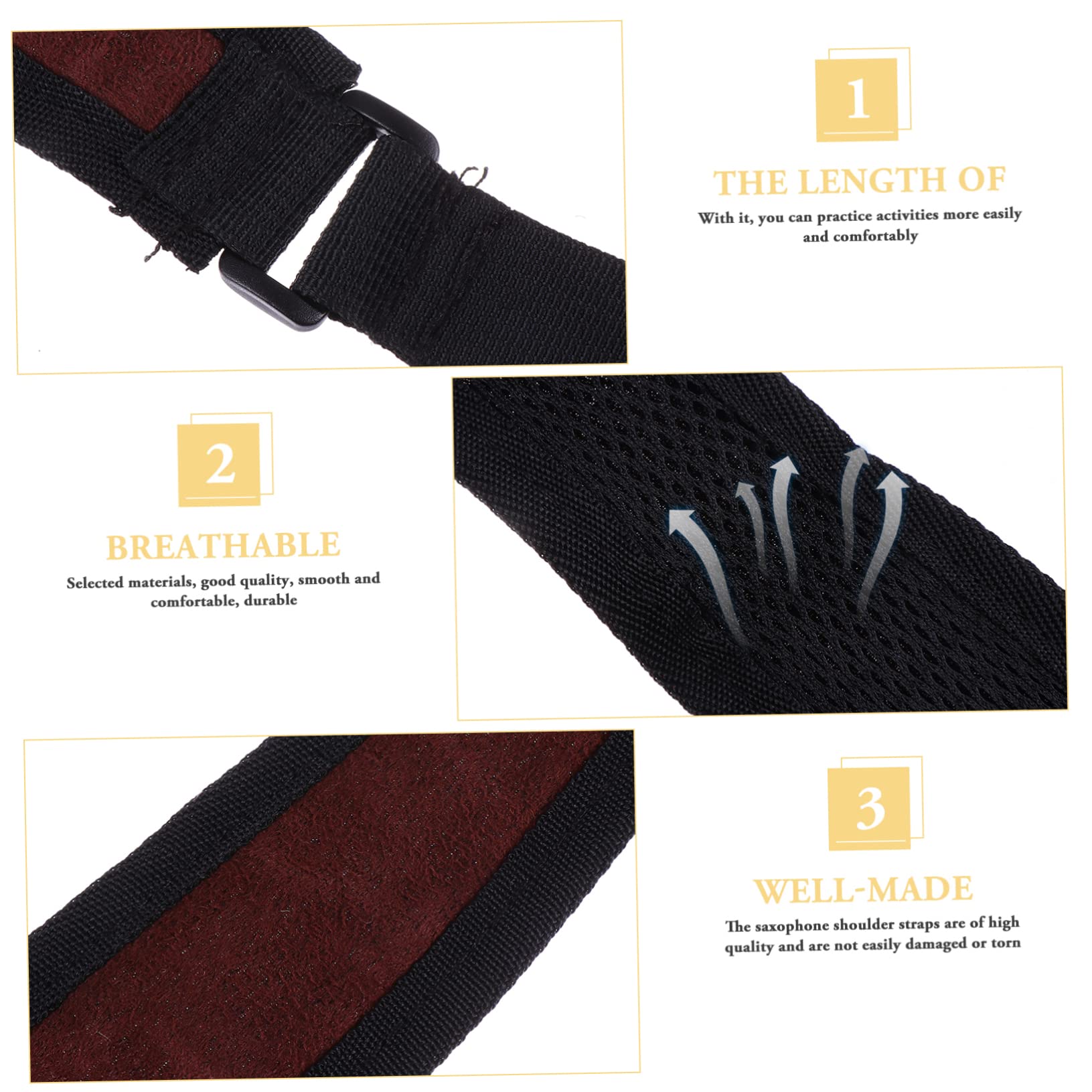 Yardwe Djustable Saxophone Shoulder Harness Anti-skid Neck Strap Belt for Sax Players Breathable