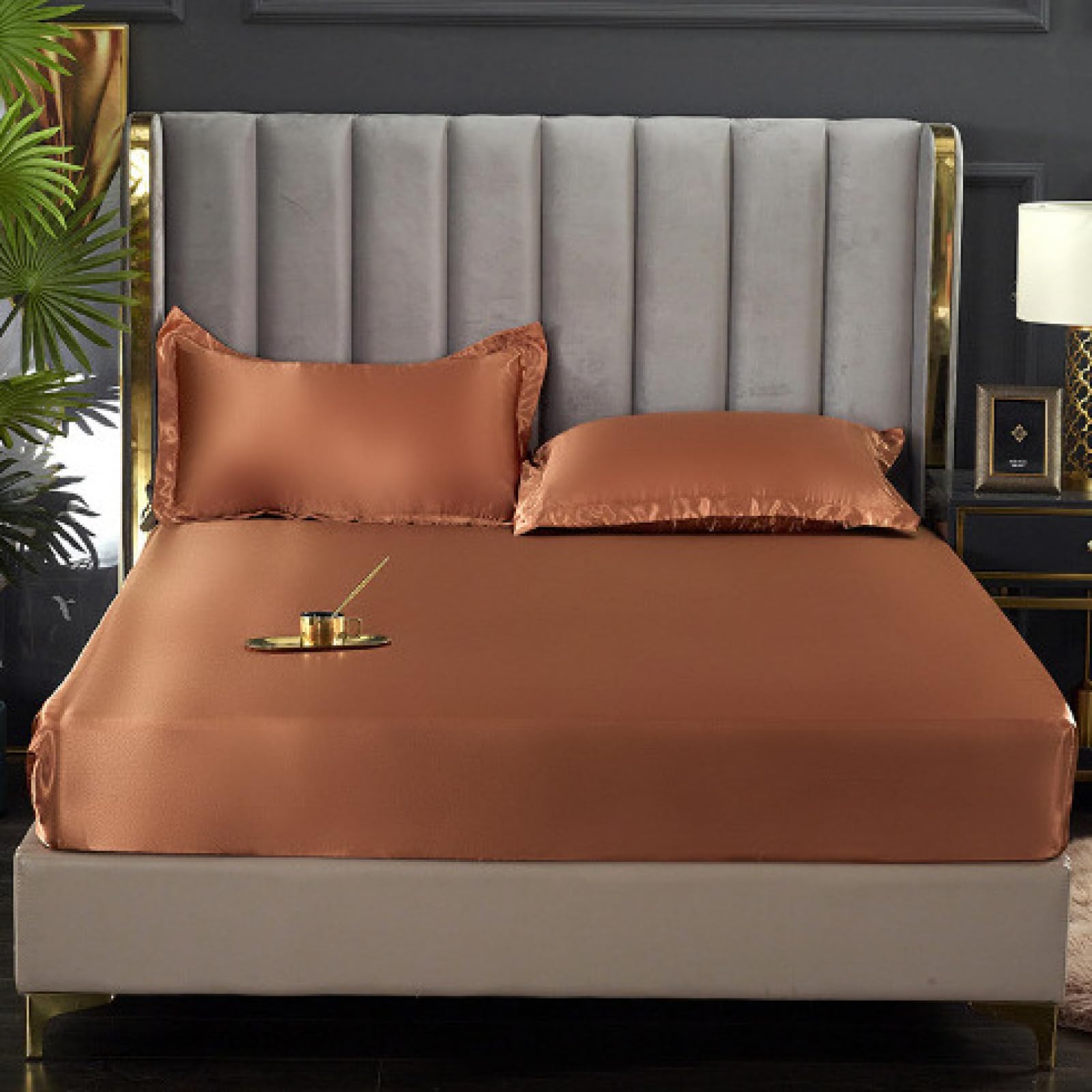Horbaunal - Juego De Sábanas Caramel Pumpkin Tamaño King De 6 Piezas, Ropa De Cama De Lujo Con 1800 Hilos, Sábanas Y Fundas De Almohada, Con Bolsillo Profundo De 16 Pulgadas