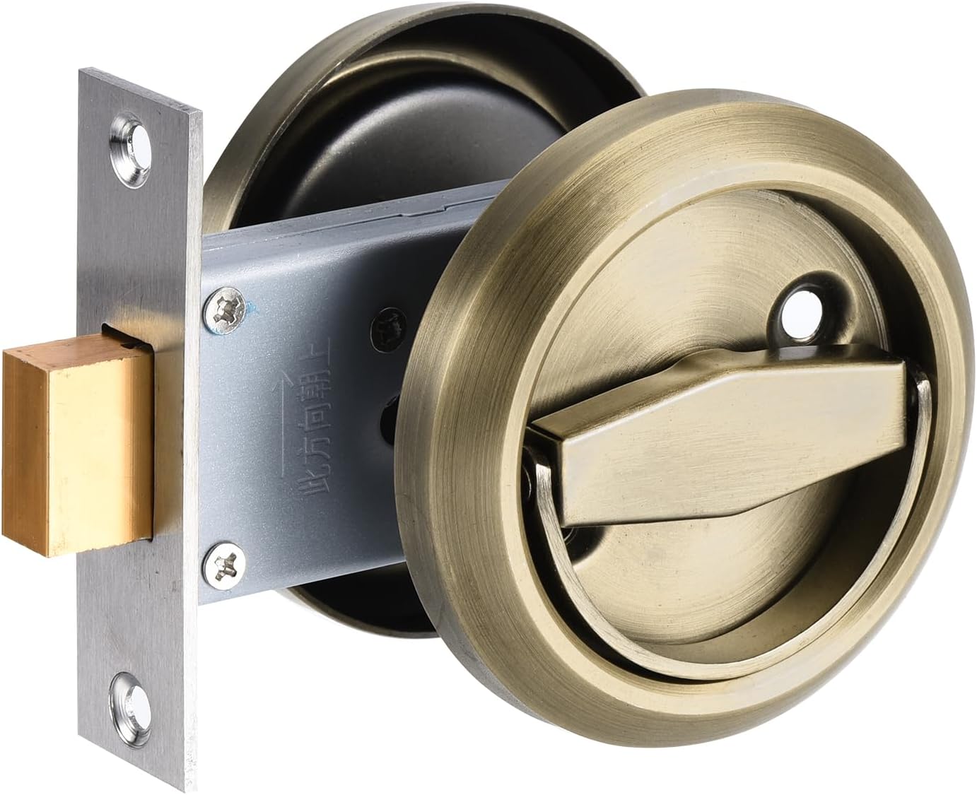 PATIKIL 4.8mm Round Recessed Pull Handle Knob, Recessed Pulls Hidden Concealed Handle Knob with Screws for Sliding Door Drawer, Brass