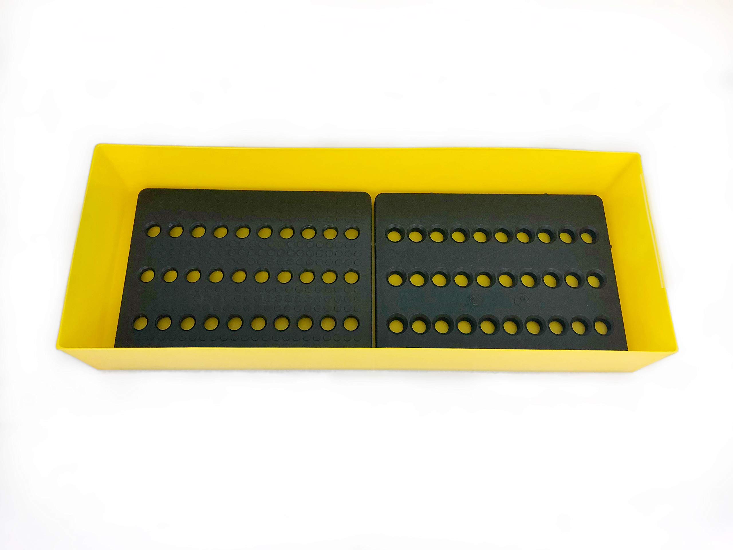 Bac de rétention pour petits récipients avec caillebotis en PEHD 70L jaune - Fabrication française