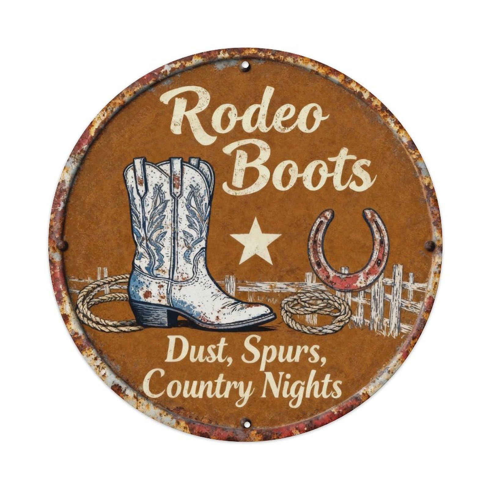 Rodeo Boots Western Country Decor Metal Tin Sign Plaque