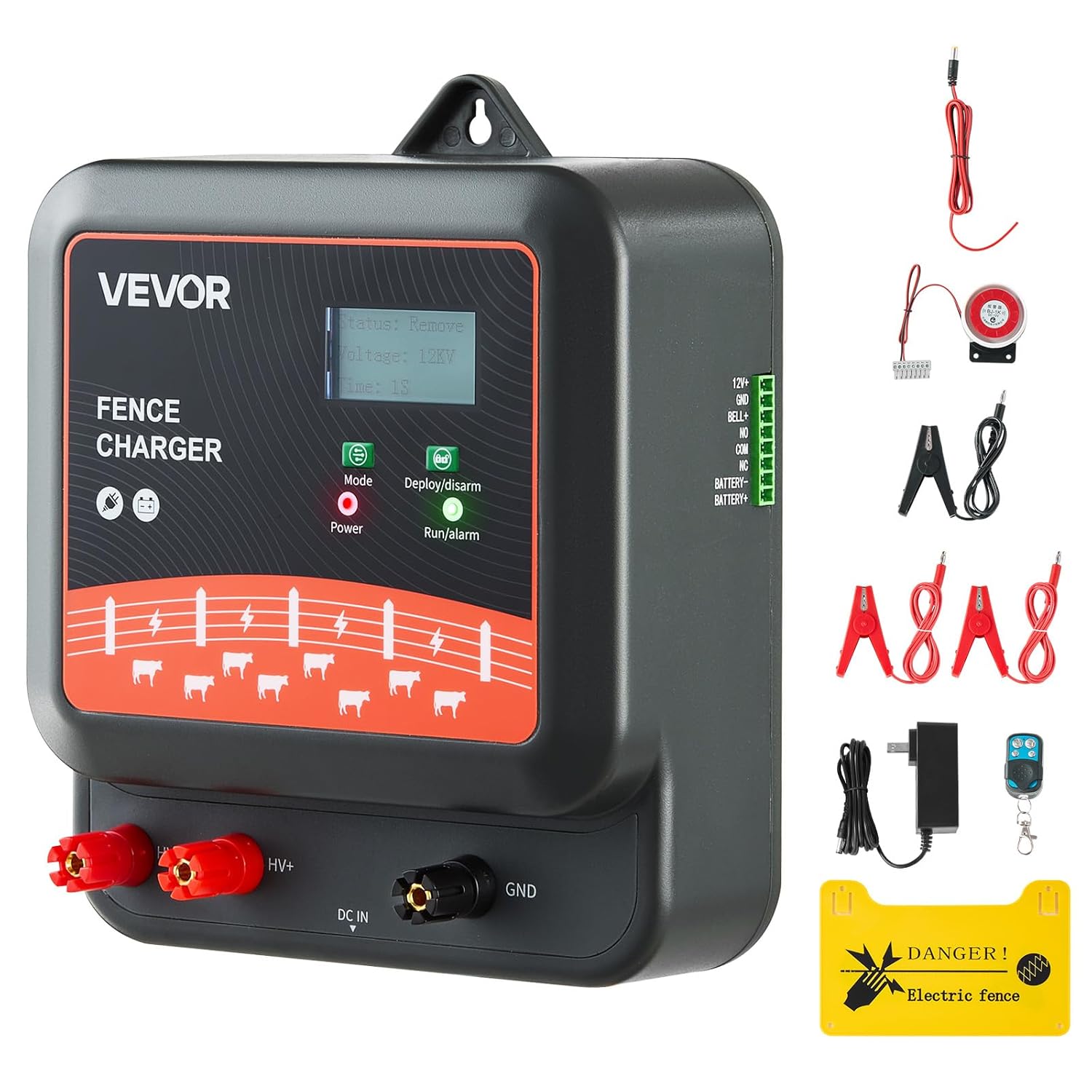 VEVOR Multi-Powered Electric Fence Charger and accessories