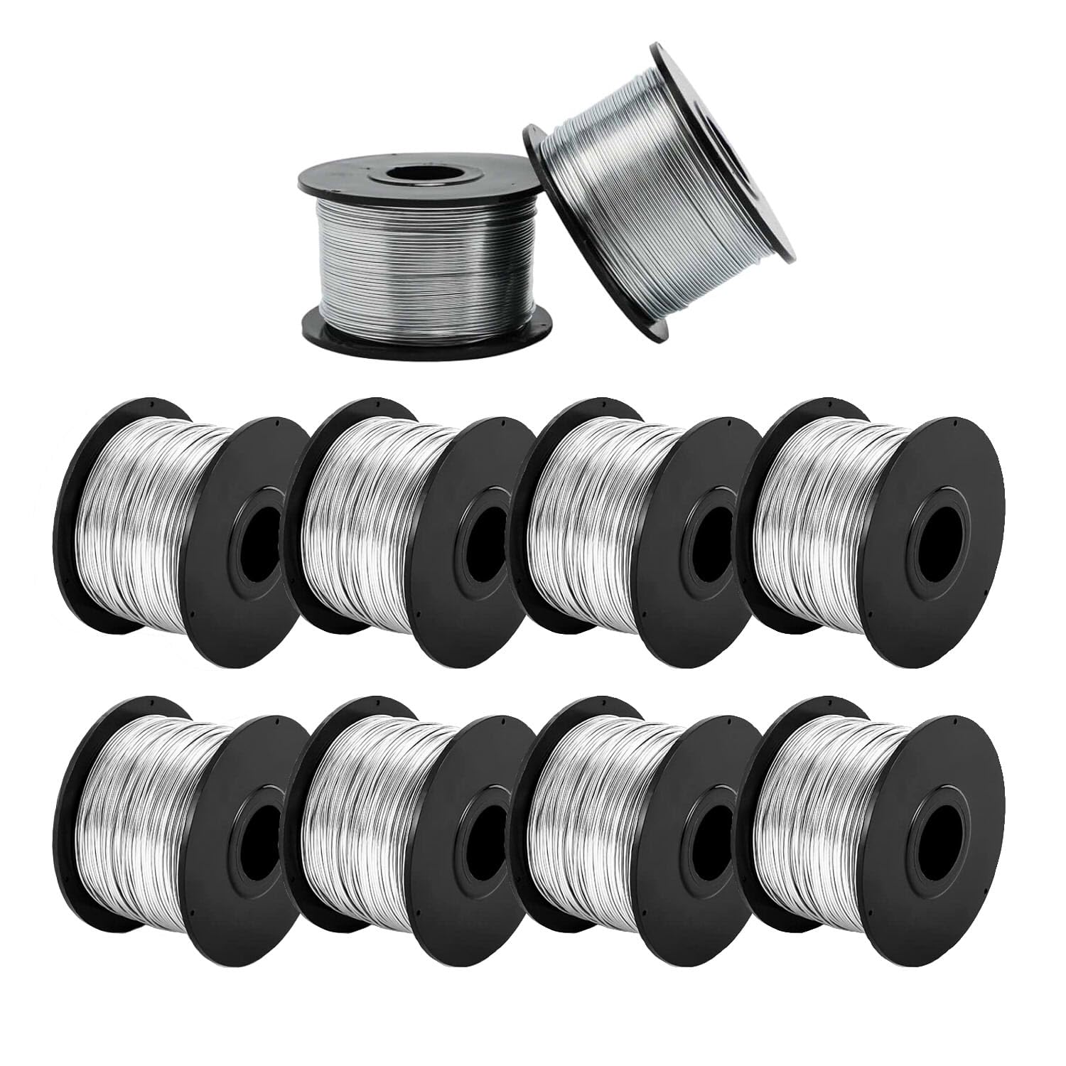 10 Rolls Steel Rebar Tie Wire Coil,1/32" 0.8mm 360FT Rebar Gun Wire Coil for Automatic Tying Gun Twister and Tying Tool,3600 ft Totally