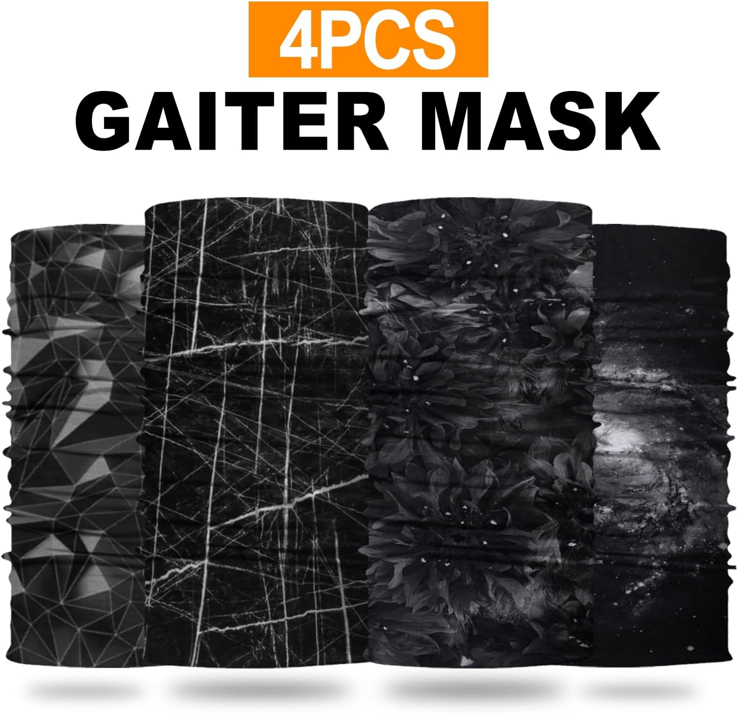 4Pack Neck Gaiter for Men Women Face Cover Mask Head Wrap Balaclava Headwear Bandana Headband Magic Scarf - Image 4