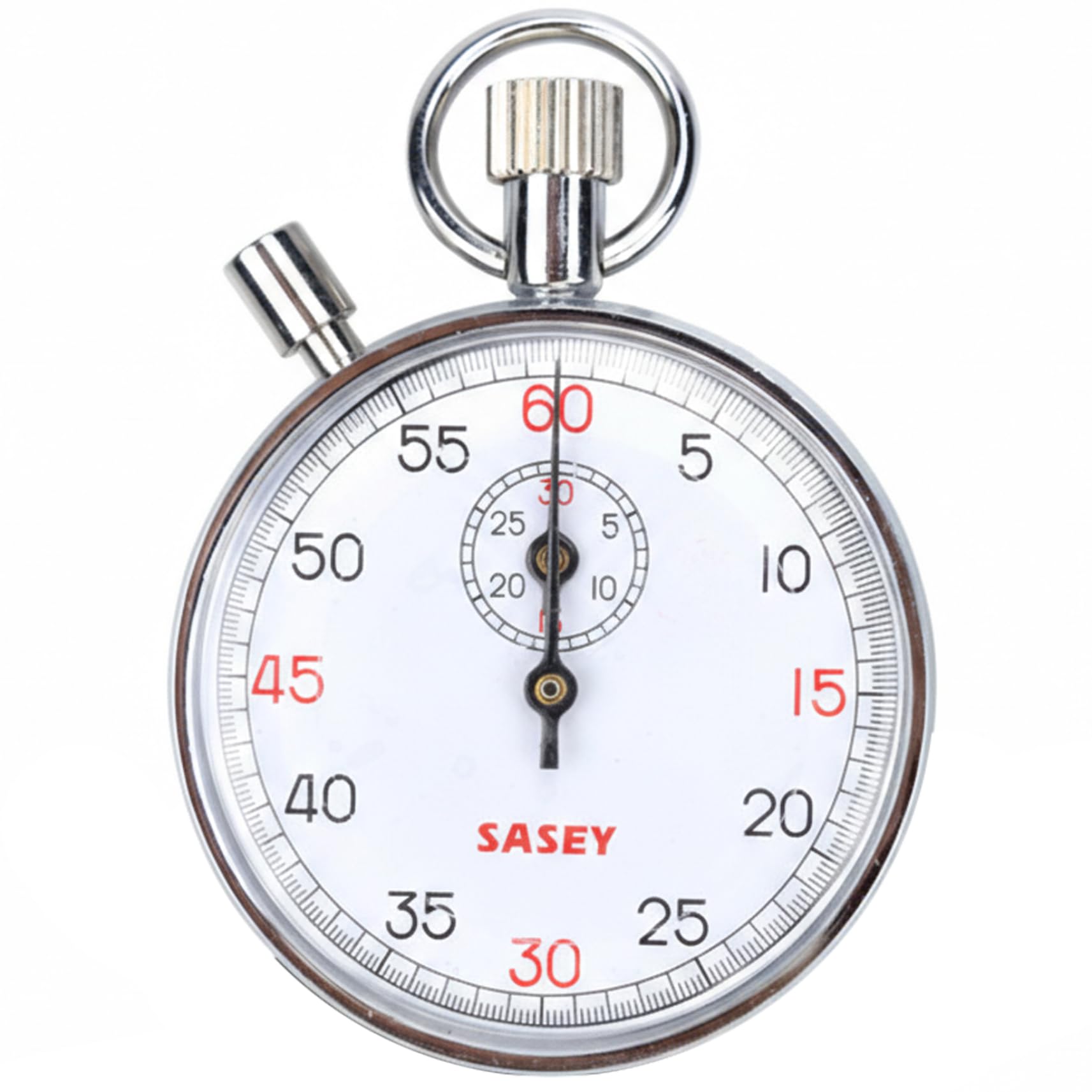 Mechanical Stopwatch 60s Stainless Steel – Handheld Analog Stopwatch with Pause, Timer for Sports Referee, Running, Cycling