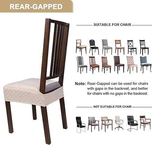 Miniatura 6 de NIBESSER Juego de 4 fundas de asiento para sillas de comedor, elásticas, suaves, extraíbles y lavables, fundas de cojín para comedor, fundas de