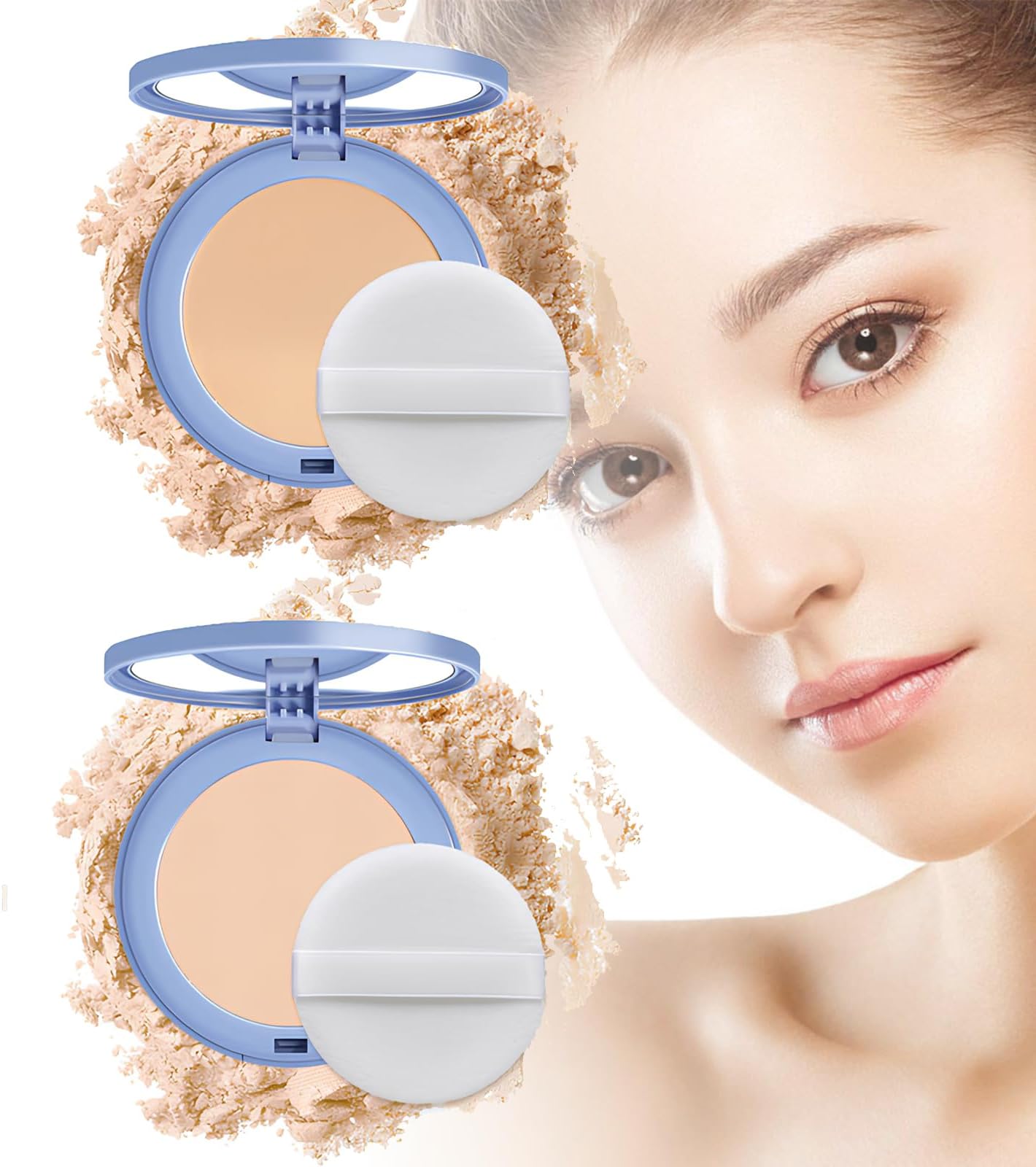 Polvo Compacto Perfection Mate, Polvo Compacto Mate, Oil Control Face Pressed Powder, Matte Smooth Flawless Setting Powder Makeup, Waterproof Long Lasting