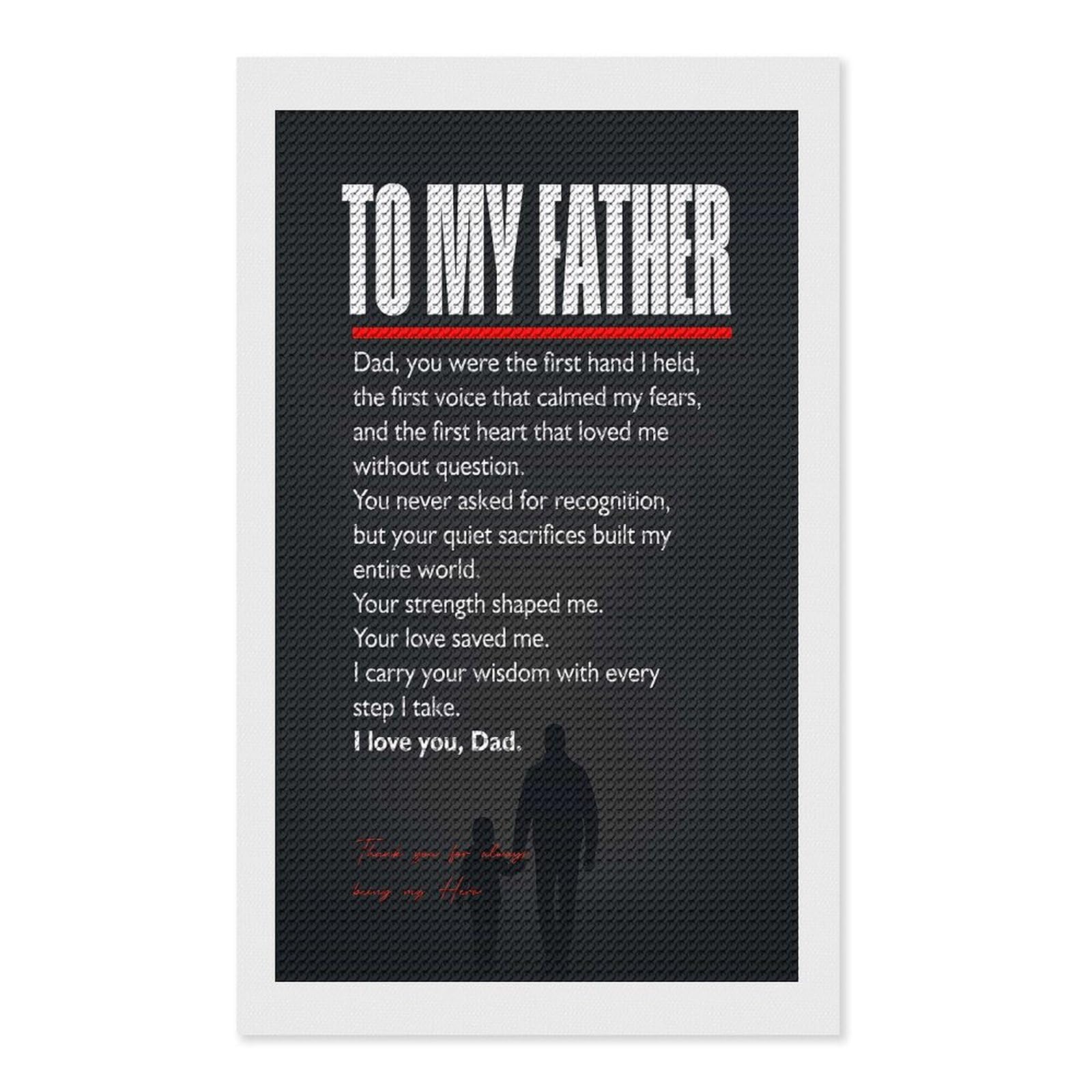 Junmoney to My Father Sentimental Fathers Day Diamond Painting Canvas Set 12"x20", with Tool Kit, Easy to Enjoy, Home Wall Decor, Thoughtful Handmade Gift