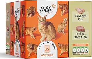 HiLife Mature Wet Cat Food for Senior Cats, Mixed Tuna & Chicken Recipes, Complete Senior Cat Food Pouches, 100% Natural &...