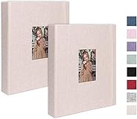 Vista 52 de Álbum de fotos de 8 x 10 pulgadas, paquete de 2 libros de fotos de lino, álbum de 26 páginas con capacidad para 52 fotos, carpeta de presentación
