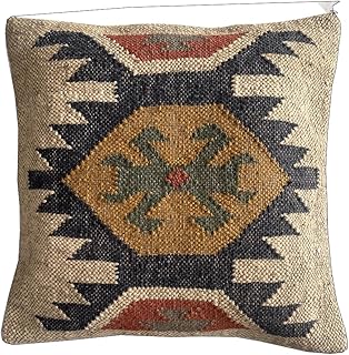 Indian Kilim Hand Loom Cushion Cover 18X18 Pillows Boho Ethnic Shams Jut...
